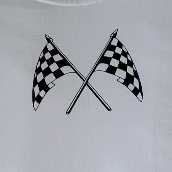 Racing Flags Print Crew Neck T-Shirt - Picture 2 of 7